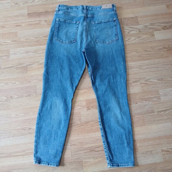 7 For All Mankind Aubrey High Waist Skinny Stretch Medium Blue Wash Jeans Sz 31 - Picture 4 of 11